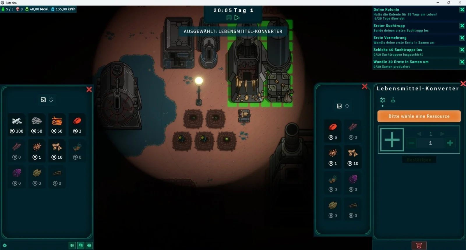 Food converter interface in Botanica