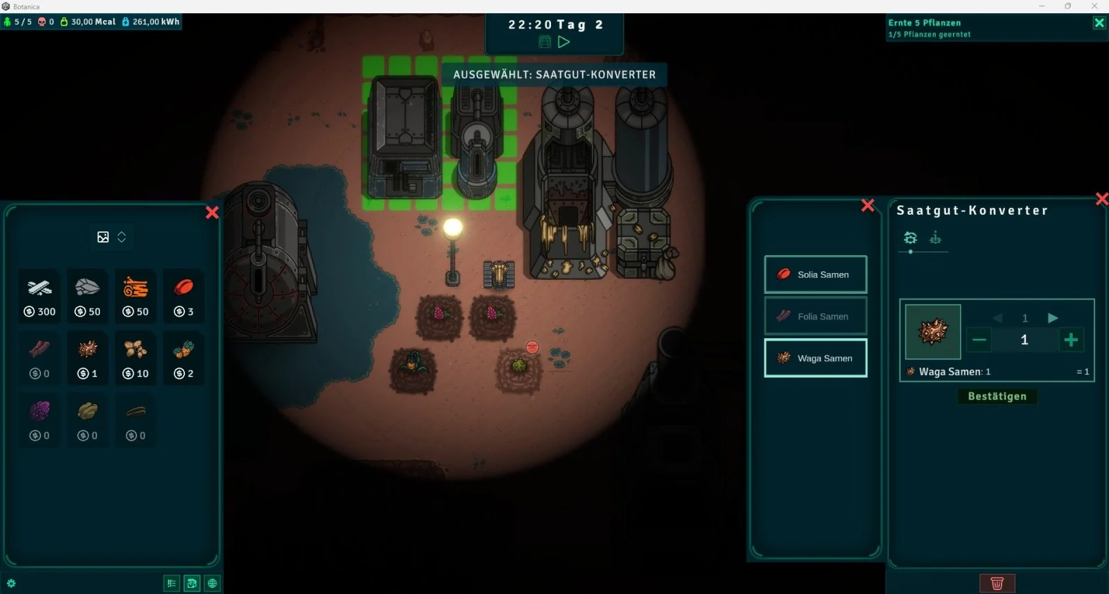 Seed converter interface in Botanica